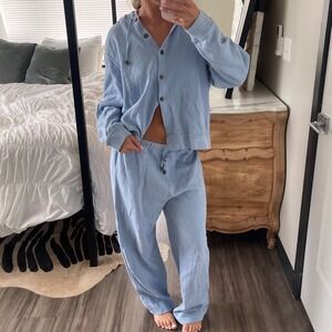 Caribbean‎ Joe Boho Chic 100% Cotton Button-Front Hooded Pant Set